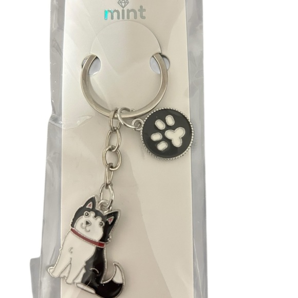 Mint Accessories - Mint Enamel Dog Keychains with Paw Print Charms